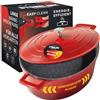 STONELINE Casseruola Ovale 32 cm, 6,6 L, Rostiera Cocotte con Coperchio, Pentola Alluminio Pressofuso Rivestimento Antiaderente con Particelle di Pietra, A Induzione Forno, Ciliegia