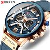 CURREN Cronografo sportivo casual da uomo nuovo Blu Top Brand Orologio militare in pelle di lusso Orologio calendario Relogio Masculino