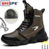 QHSPE Scarpe antinfortunistiche Stivali da uomo Scarpe da ginnastica alte da lavoro Puntale in acciaio Stivali da lavoro antiforatura anti-sfondamento Scarpe indistruttibili