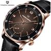 PAGANI DESIGN Orologio da Polso Slim da Uomo Pagani Design PD-1790 42mm, Spessore 12MM, Oro Rosa, Cinturino in Pelle Nera, Vetro Sintetico in Zaffiro