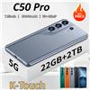 K-Touch Telefoni Cellulari K-Touch C50 Pro Smartphone 7.3 Pollici Android 15 22GB 2TB 8000mAh Sblocco Facciale 5G Dual SIM Fotocamera 16+48MP Versione Globale Cellulari per Uomini e Donne Regalo