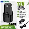 Ddadache Batteria agli ioni di litio premium da 12V 3.0Ah con caricabatterie, magazzino Polonia, batteria di ricambio compatibile con chiave a impulsi DKCD, smerigliatrice angolare, avvitatore elettrico,