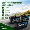 Ddadache Batteria al litio ricaricabile LiFePO4 da 24V 150Ah con protezione BMS integrata per sistemi di energia solare, camper, imbarcazioni marine