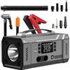 Avehrit Avviatore di Emergenza per Auto 12V 10000mAh 1000A di Picco, Compressore d'Aria, Gonfiatore Pneumatici, Power Bank, Luce LED, Kit Pompa con Ricarica Rapida USB