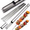 NONE Set di 20 Spiedini per Barbecue in Acciaio Inox da 35 Cm, Design Piatto e Intrecciato, Riutilizzabili, Resistenti alla Ruggine, con Custodia per Griglia, Falò, Carne, Verdure, Barbecue, Cucina