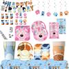 Potdemiel Set di Decorazioni per Festa di Compleanno con Cane Blu Cartoon: Tovaglia, Piatti, Bicchieri, Tovaglioli, Striscione, Decorazioni Sospese per Bambini e Baby Shower