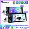 Podofo 4+64G 6.9'' Schermo IPS Autoradio 1 Din Android Stereo per Auto GPS Navigazione Carplay Android Auto WIFI Type-C 2USB Autoradio