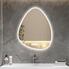 NONE Specchio da Bagno di Forma Irregolare con Luce LED 50X70Cm, Antiappannamento, Controllo Touch, 3 Temperature di Colore, Risparmio di Luminosità, Specchio da Parete per Bagno