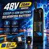 Batteria al litio rimovibile per e-bike Silver Fish 36V/48V/52V/60V 10Ah 12Ah 15Ah 20Ah con BMS per bicicletta elettrica pieghevole da 250W-1800W.