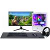 NONE PC da Gaming Completo con 32GB di RAM e 1TB di memoria, AMD RX 580 8GB + Monitor 24" 1080p a 165Hz + Tastiera, mouse, cuffie e tappetino per mouse da gaming, include Wifi 6, Bluetooth e Windows 11 Pro