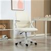 HOMCOM Sedia da ufficio HOMCOM, sedia ergonomica da scrivania con braccioli pieghevoli, supporto lombare, sedia girevole regolabile in altezza con funzione basculante, rivestimento in rete, sedia per
