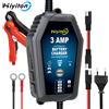 HTRC Caricabatterie Intelligente Automatico 6V 12V 3000mA per Batterie al Litio LiFePO4 e al Piombo-Acido, Caricatore per Auto e Moto