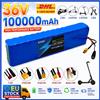 NONE Batteria al litio 36V 100Ah 18650, pacco batteria 10S3P 1000W con BMS per bicicletta, scooter + caricabatterie