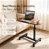 NONE Regolabile a 360 gradi ° ° Scrivania per laptop con ruote e piano regolabile in altezza, scrivania mobile per casa o ufficio