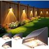 PUAIDA 2/4/6 pezzi di luci solari da esterno per recinzioni, impermeabili, ultra luminose con lente LED, 10 modalità e 9 colori, luci solari per recinzioni esterne, cortili, ringhiere, terrazze, pareti,