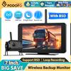 podofo Monitor di retromarcia wireless Podofo 7'' 720P con telecamera per retromarcia BSD, supporto per 4 telecamere DVR, impermeabile IP68, visione notturna per auto