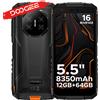 DOOGEE Fire 3, telefono robusto da 5,5" con Android 16, 12GB RAM (3+9), 64GB ROM, batteria da 8350mAh, supporto Widevine L1, Google Pay, smartphone con NFC.