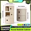 NONE Comodino Rotondo a Tre/Due Livelli Podofo in Plastica, Stile Nordico per Camera da Letto, Tavolino Contenitore Portatile, Mobiletto Notturno, Design di Arredamento Moderno