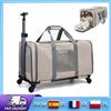 NONE Grande Borsa Trasportino Pieghevole per Animali Domestici con 4 Ruote e Maniglia Telescopica 60x40x35cm, Trasportino da Viaggio Traspirante per Gatti e Cani, Approvato dalle Compagnie Aeree, Trolley