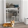 PawHut Cancelletto di Sicurezza per Cani Pawhut, Chiusura a Compressione Senza Foratura, Cancello per Scale, Porta a Chiusura Automatica, Meccanismo di Bloccaggio, Bianco