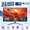 CRUA Monitor 4K UHD da 32 Pollici 60Hz, 3840×2160 IPS, Design Senza Cornice, Supporto VESA, Display Ultra HD per Gaming su PC, Lavoro, Casa e Intrattenimento Sportivo