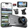 MUÜBAER Dash Cam Doppia 1296P+720P Anteriore e Posteriore, Telecamera WiFi per Auto con Scheda da 64GB, Visione Notturna a Infrarossi, Schermo IPS da 3", Telecamera Interna per Taxi, Supporto Massimo 256GB,