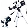 NONE Telescopio Astronomico Rifrattore 150X con Obiettivo da 70mm, Portatile con Treppiede e Adattatore per Smartphone per Osservazione delle Stelle