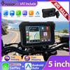 podofo Monitor per Moto Podofo 5 Pollici IPS, Lettore Smart Portatile con CarPlay Wireless e Android Auto, DVR, GPS, Impermeabile IP68, BT5.0, EQ, Supporto Rilevamento Pressione Pneumatici, Cruscotto