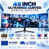 CRUA Monitor da Gaming Curvo Ultrawide da 49 Pollici 120Hz, 5K DQHD 5120×1440 VA, Monitor per PC e Computer con FreeSync, Schermo Ultra-Wide per PC e Laptop, Display Compatibile con Montaggio VESA per