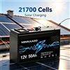 MARKTITA Batteria LiFePO4 12V 50Ah Speciale per Camper e RV, Celle 21700 a Ciclo Profondo con BMS Integrato per Solare Off-Grid, Uso Esterno, Nautica, Yacht e Campeggio