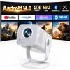 TOPTRO Proiettore Toptro 4K 1080P Android 14.0 WiFi6 con messa a fuoco automatica 270 ° Proiettore portatile Android 14 con rotazione, ideale per home theater, cinema all'aperto e visione di film.