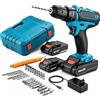 TKKEACE Trapano avvitatore a impulsi senza fili 21V, 2 velocità, 25+3 livelli di coppia, trapano elettrico multifunzione portatile con 2 batterie