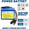 Kedanone Batteria al litio ricaricabile 18650 12V 20Ah 3S2P, con caricabatterie per fari BMS 12.6V, batteria ad alta capacità per luce solare