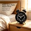 NONE Sveglia da comodino classica con doppio campanello W5612, orologio da scrivania con movimento al quarzo, alimentato a batteria AG13, con interruttore per attivare/disattivare la sveglia, ideale per