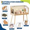NONE Gabbia per criceti in legno con gambe, resistente ai morsi, per piccoli animali, con finestra di osservazione in acrilico, coperchio inclinabile, ventilazione e facile da pulire.
