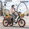 ZAZAWORK CF750 Triciclo Elettrico da Carico, Motore 750W, Batteria 48V 20Ah, Pneumatici Larghi da 20 Pollici, E-Triciclo Pieghevole, Freni a Disco Idraulici a 7 Velocità, Autonomia 90km