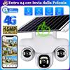 V380 Telecamera Solare 4G con 3 Obiettivi PTZ, Rotazione a 360°, Rilevamento Automatico delle Persone, Protezione di Sicurezza Domestica, Telecamere CCTV Wireless IP per Esterni, Monitor di Sorveglianza