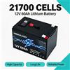 MINNAAOO Batteria al litio LiFePO4 12V 60Ah con celle 21700, batteria ricaricabile a ciclo profondo con BMS integrato per scooter, power wheels, ecoscandagli e campeggio.