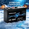 MARKTITA Batteria al litio LiFePO4 12V 50Ah con celle 21700, BMS integrato, ricaricabile a ciclo profondo per energia solare, camper, imbarcazioni, yacht, lunga durata.
