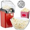 NONE Macchina per popcorn, a riscaldamento ad aria calda, rossa, elettrica, senza olio, con bicchiere dosatore integrato e coperchio trasparente, snack per serate cinema