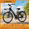EBYCCO V1, bicicletta elettrica da 28 pollici per adulti, ideale per gli spostamenti urbani, con batteria rimovibile da 36 V e 15,6 Ah, telaio in lega di alluminio, sospensioni anteriori, cestino e