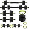 NONE Set Completo 4-in-1 per la Forza Muscolare 20kg: Manubrio Regolabile, Bilanciere, Kettlebell e Maniglie per Flessioni - Compatto, Silenzioso e Antiscivolo per la Tua Palestra Domestica
