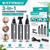 NONE Kit 3 in 1 per la cura di barba e basette, con tagliapeli ricaricabile per peli del naso, modello ARRANGO AR76576, ricarica USB e spazzola per la pulizia.