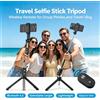 NONE Asta per selfie pieghevole, wireless, con tecnologia Bluetooth, mini treppiede per smartphone con telecomando rimovibile, ideale per viaggi, vlog e riprese video.
