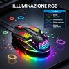 NONE Mouse Wireless 2.4G e Mouse da Gaming Cablato USB-C RGB Ottico 800-1600DPI Ergonomico a Risparmio Energetico per Notebook PC Ufficio e Gaming