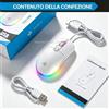NONE Mouse da gioco RGB con cavo USB e USB-C, silenzioso, ottico, con sensibilità da 1000 a 1600 DPI, design ergonomico, ideale per laptop e PC.