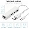 NONE Adattatore USB-C con 3 porte USB 2.0 ed Ethernet, 100 Mbps, connettore RJ45 per rete LAN, splitter USB per laptop, PC e accessori per computer.