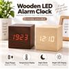 NONE Sveglia digitale in legno con display a LED e indicatore di temperatura. ° C/ ° F, modalità notturna, alimentazione tramite doppia porta USB/batteria, orologio da scrivania a forma di cubo, ideale per