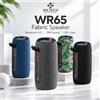 NONE WETECH WR65, altoparlante Bluetooth portatile con rivestimento in tessuto, suono stereo da 10 W, Bluetooth 5.0, illuminazione LED RGB multicolore, altoparlante wireless per esterni con tracolla