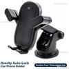 NONE Supporto per telefono da auto con blocco automatico a gravità, ventosa per cruscotto e parabrezza, braccio estensibile, supporto regolabile per smartphone e telefoni cellulari.